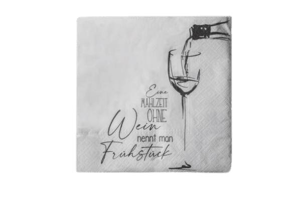Serviette mit Spruch: Eine Mahlzeit ohne Wein.....