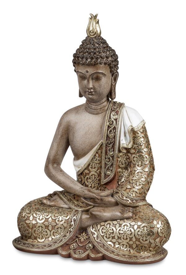 Buddha braun-gold sitzend 28 cm