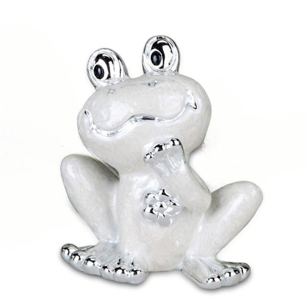 Frosch mit Marienkäfer Pearl-Silber aus Kunststein