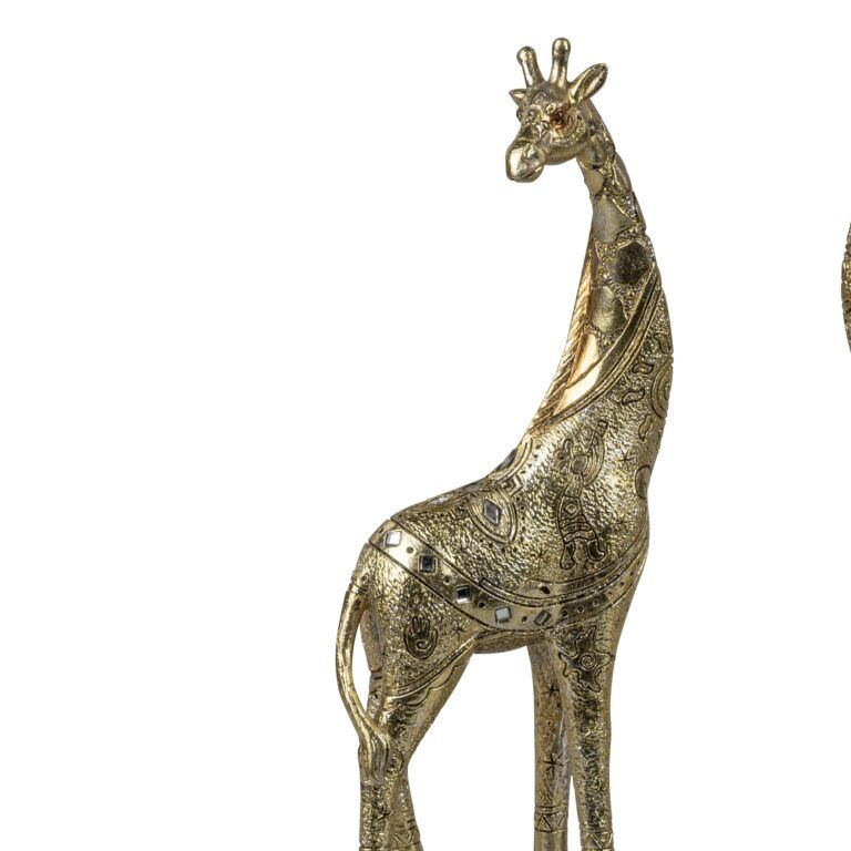 Giraffe in gold mit Relief und Spiegeln verziert 30 cm