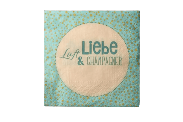 Serviette mit Spruch: Liebe, Luft & Champagner