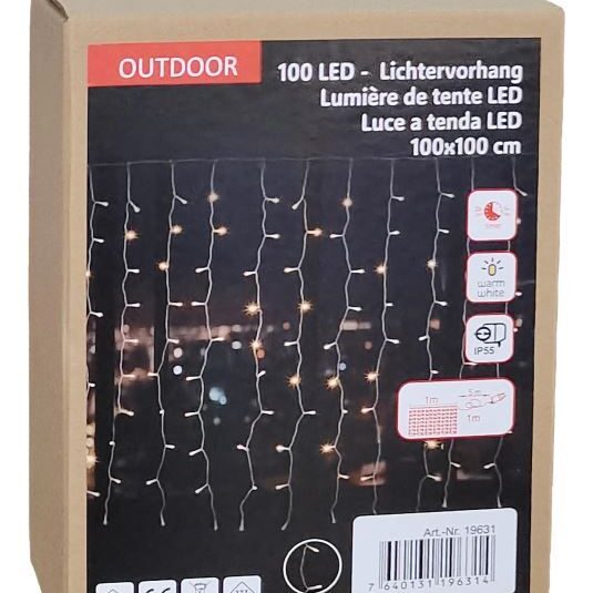 Lichtervorhang Outdoor mit 10 Strängen und 100 LED Lichten / 100 cm