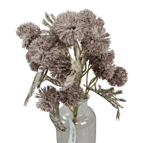 Kunstblume Allium-Bündel beflockt in Braun