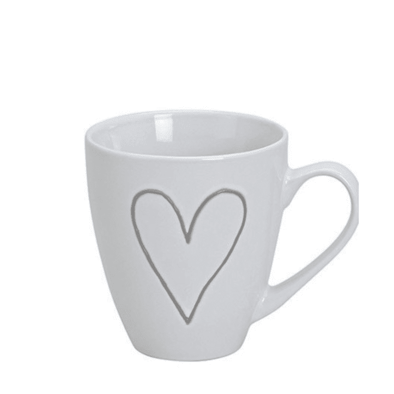 Jumbo-Tasse mit Herzdekor in Beige
