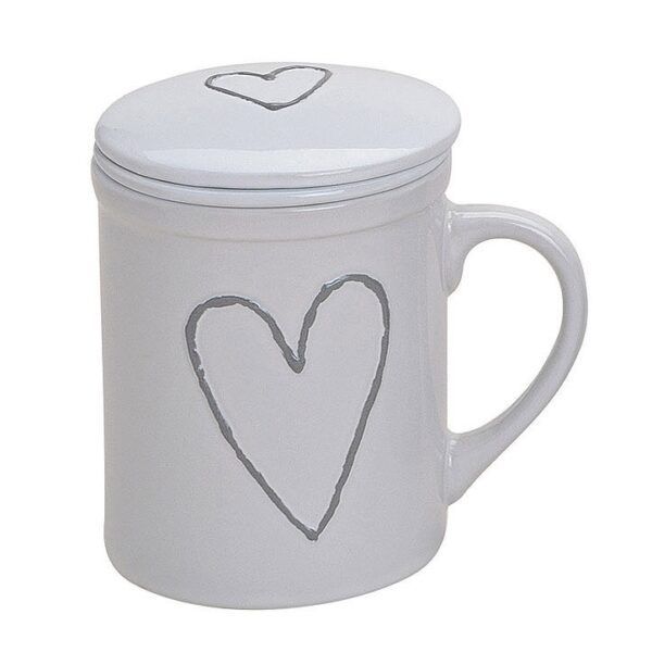 Teetasse Herz mit Teesieb in 3 Farben