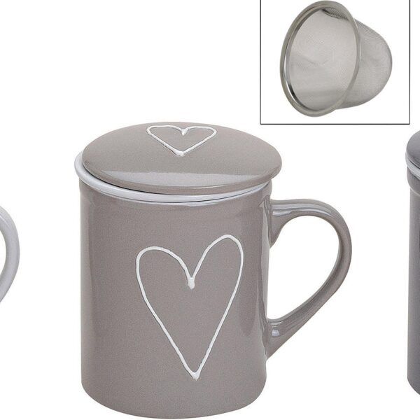 Teetasse Herz mit Teesieb in 3 Farben