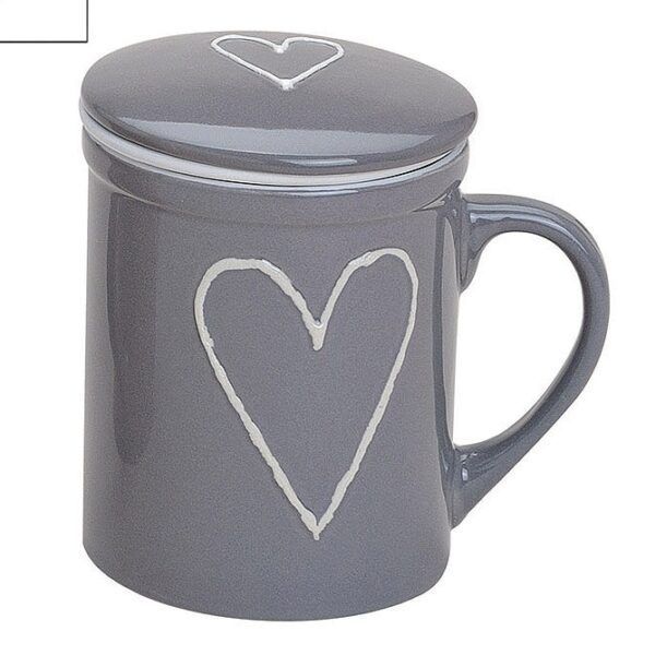 Teetasse Herz mit Teesieb in 3 Farben