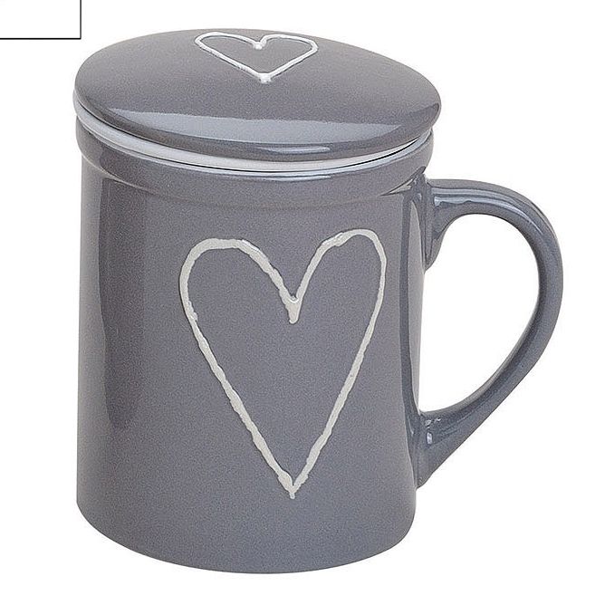 Teetasse Herz mit Teesieb in 3 Farben