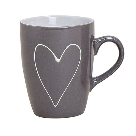 Tasse mit Herzdekor in grau