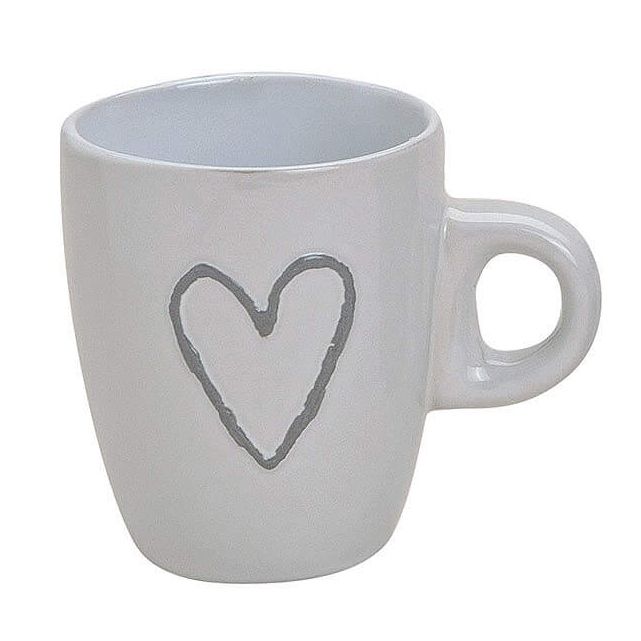 Espressotasse mit Herzdekor in weiss