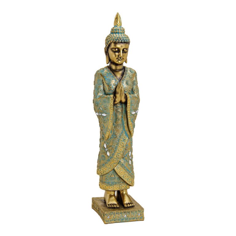 Buddha stehend in Gold / Türkis 55 cm