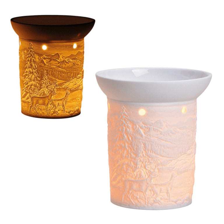 Duftlampe mit Hirschen aus Porzellan