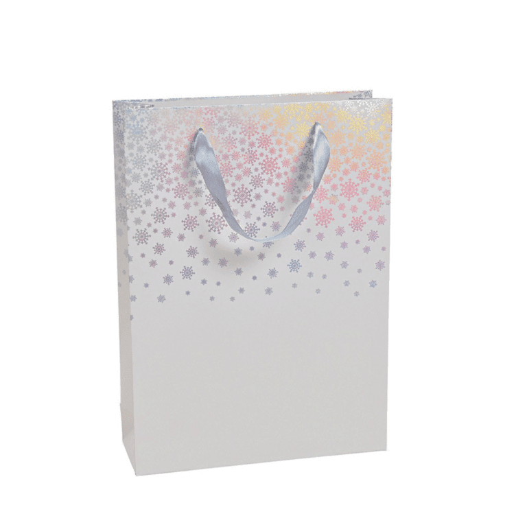 Geschenktüte Schneeflocken Rot aus Papier/Pappe 34.5 cm x 25 cm