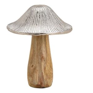 Pilz Aufsteller aus Mangoholz mit Metallhut 16 cm