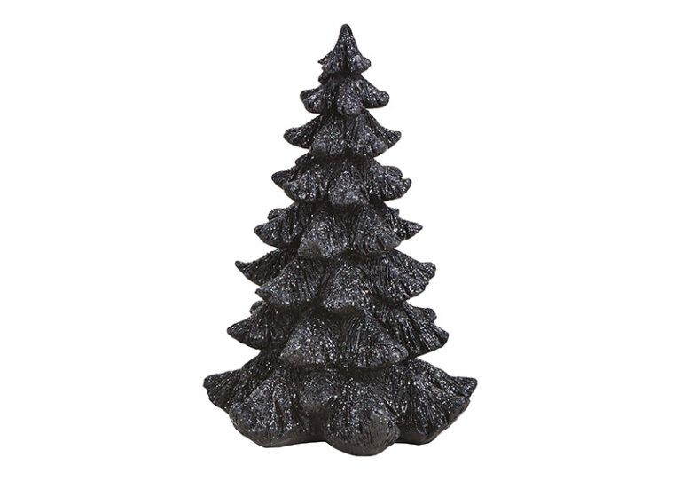 Tannenbaum mit Glitter aus Poly in schwarz 21 cm