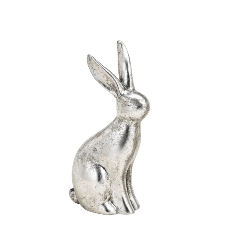 Hase aus Keramik in Silber 24 cm