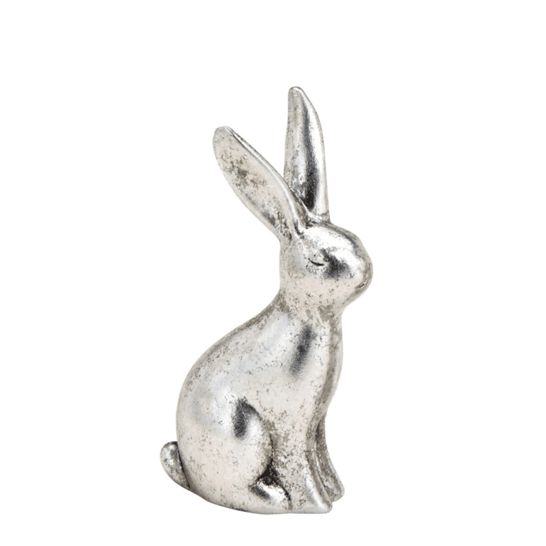 Hase aus Keramik in Silber 24 cm