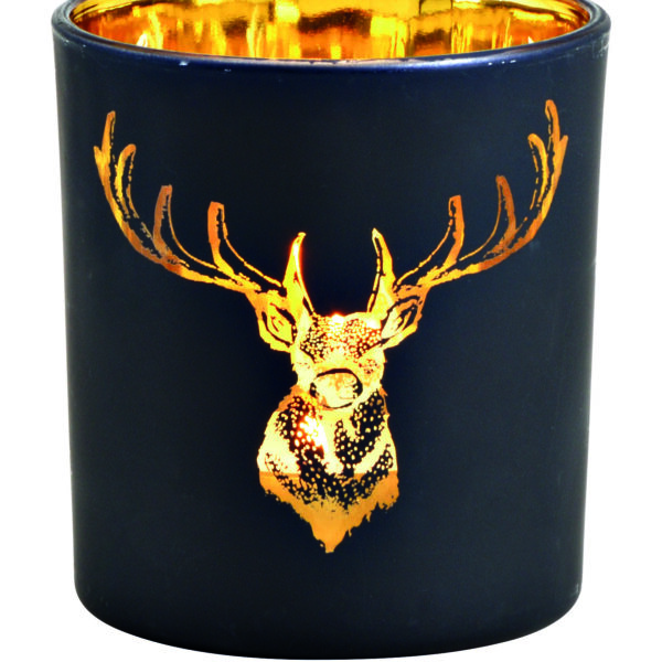 Windlicht Glas Hirsch 8 cm