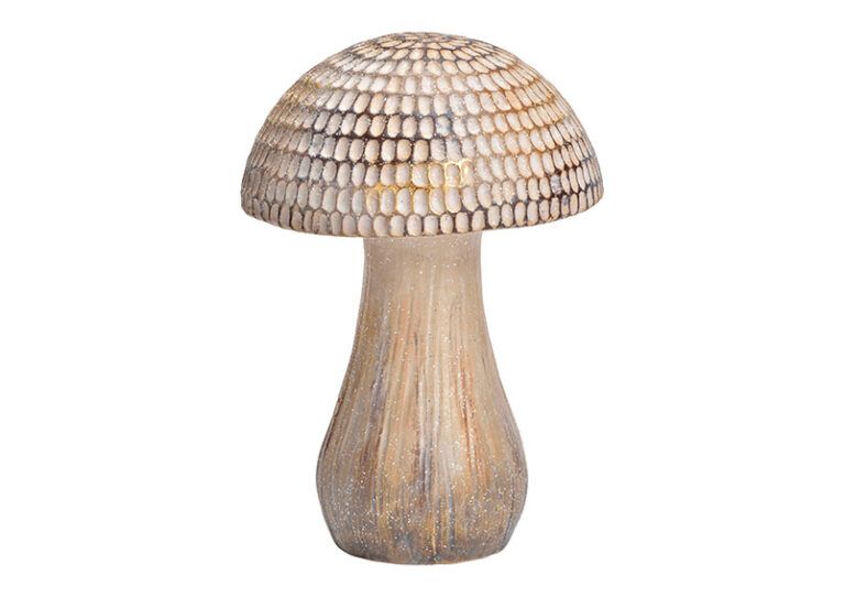 Pilz Aufsteller aus Mangoholz mit Metallhut 16 cm