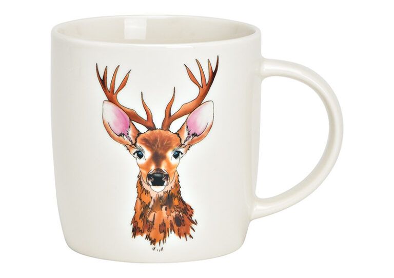 Tasse Hirsch aus Porzellan weiss