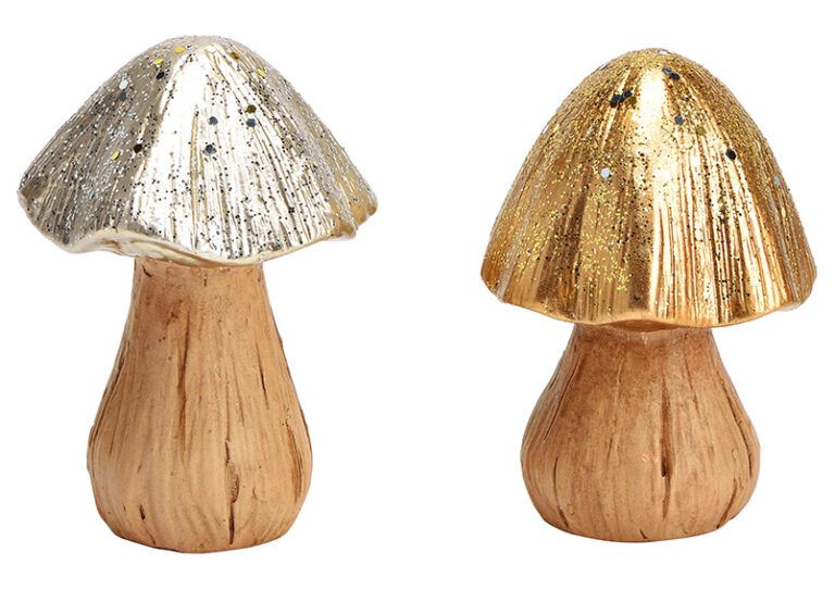 Pilz Aufsteller aus Keramik in silber 12 cm