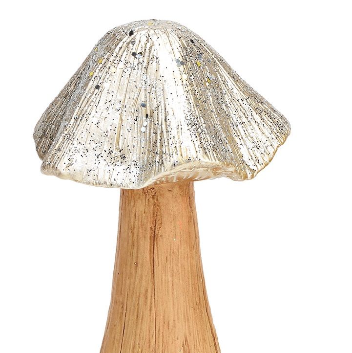Pilz Aufsteller aus Keramik in Gold mit Glitter 22 cm