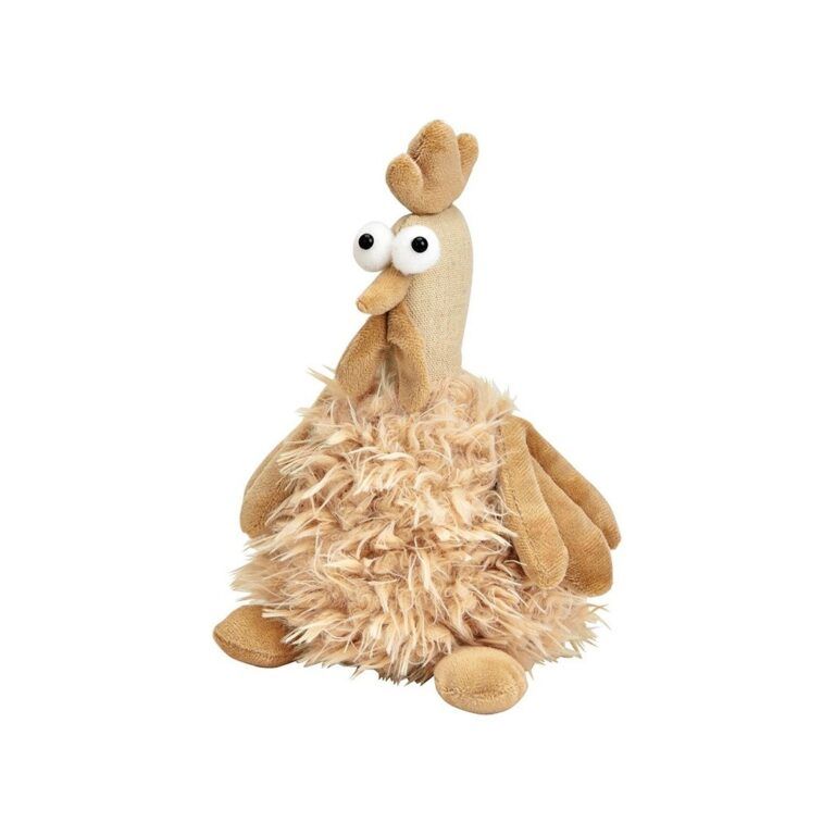Huhn aus Textil in weiss mit Fell 23 cm