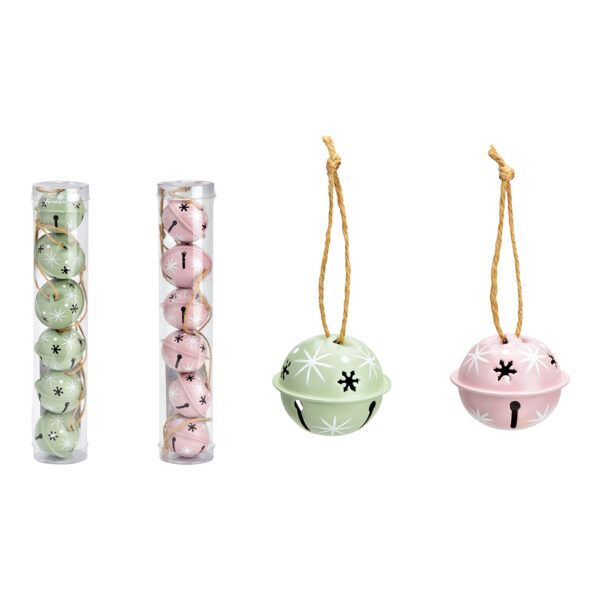 Glöckchen / Schelle für Weihnachten in rosa 6er Set 4 cm