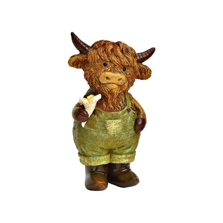 Hochlandrind / Yak braun mit grüner Hose 10 cm