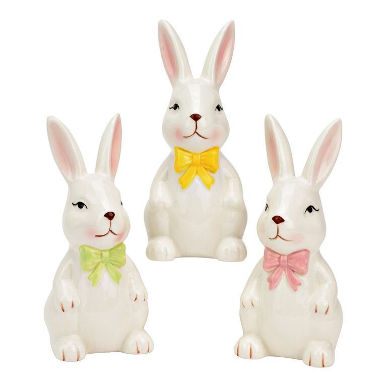 Hase mit Schleife aus Keramik in 3 Varianten