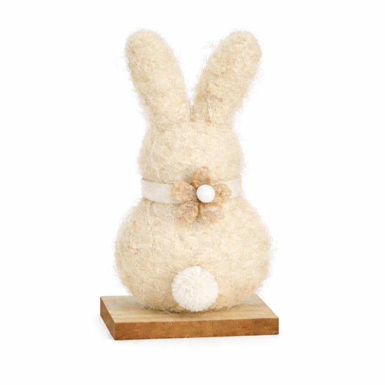 Aufsteller Hase in creme aus Filz 15 cm