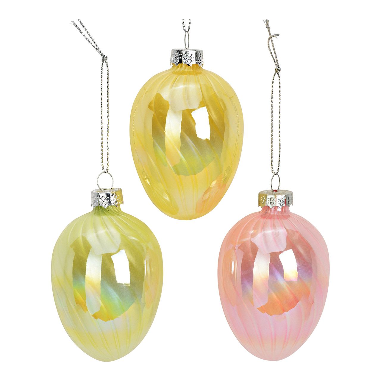 Ostereier aus Glas in 3 Farben 8 cm Ostereier aus Glas in 3 Farben 8 cm