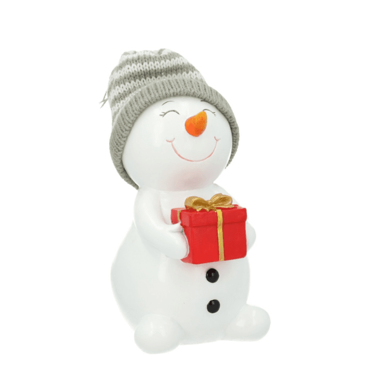 Schneemann mit Nikolausmütze mit verschmitzem Blick 14 cm