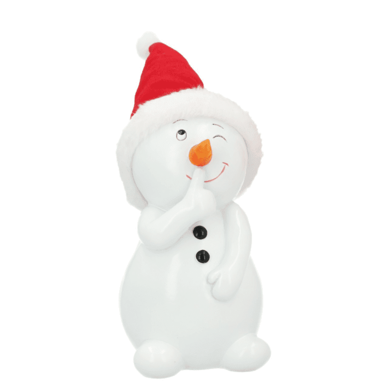 Schneemann mit Nikolausmütze mit verschmitzem Blick 14 cm Schneemann mit Nikolausmütze mit verschmitzem Blick 14 cm