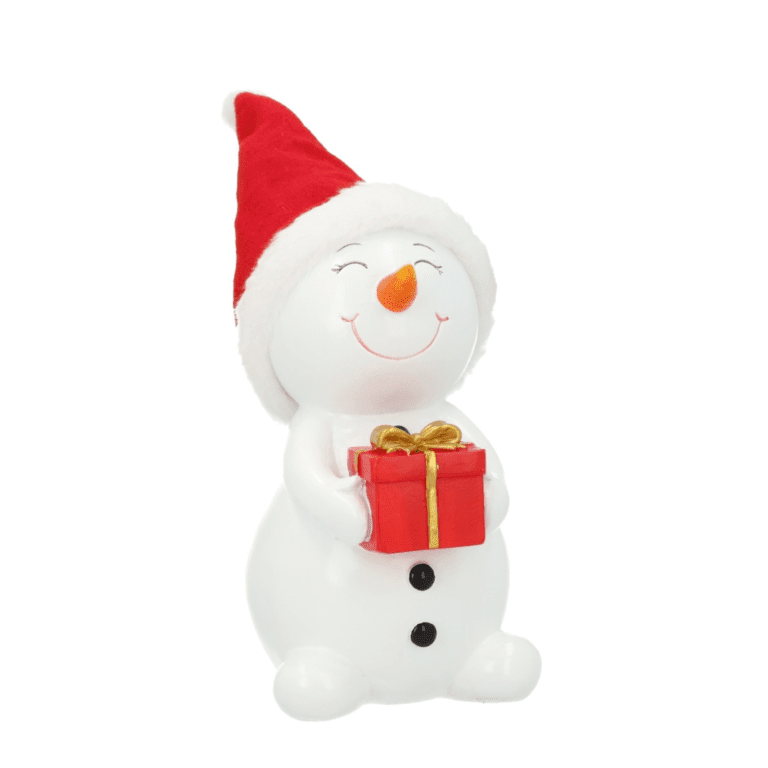 Schneemann mit Nikolausmütze mit verschmitzem Blick 14 cm Schneemann mit Nikolausmütze mit verschmitzem Blick 14 cm
