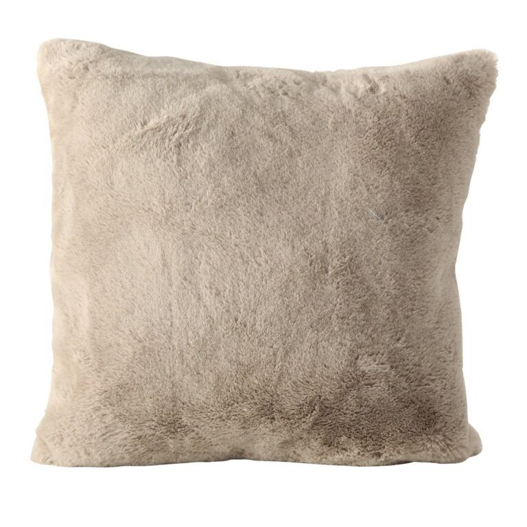 Kissen aus flauschigem Fell in Beige 45 cm