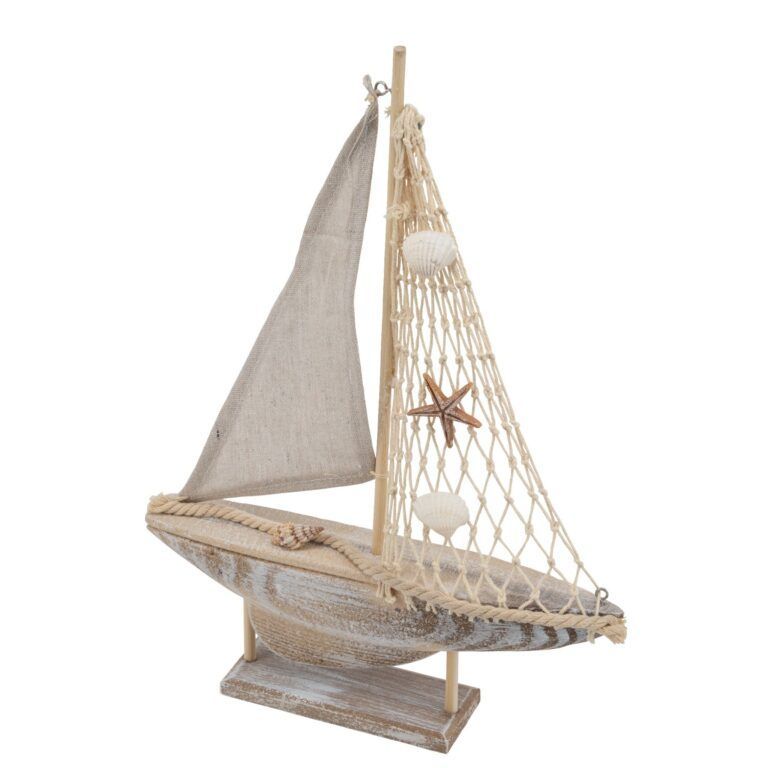 Segelboot aus Holz 34 cm