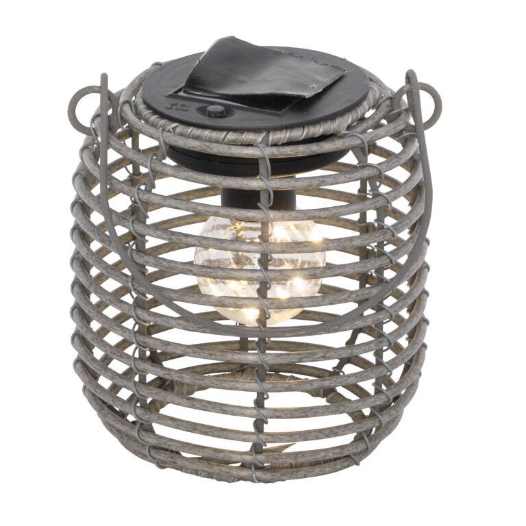 Solar Tischlaterne / Hängelaterne LED aus Kunststoff in braun-grau 14 cm