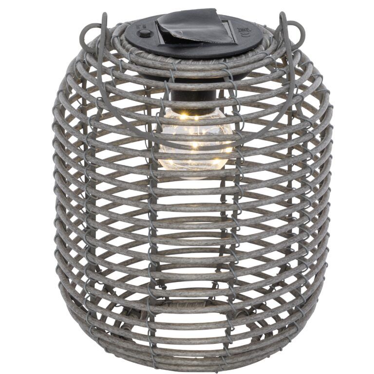 Solar Tischlaterne / Hängelaterne LED aus Kunststoff in braun-grau 20 cm