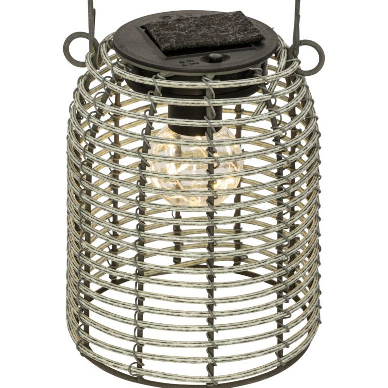 Solar Tischlaterne / Hängelaterne LED aus Kunststoff in braun / grau 17 cm