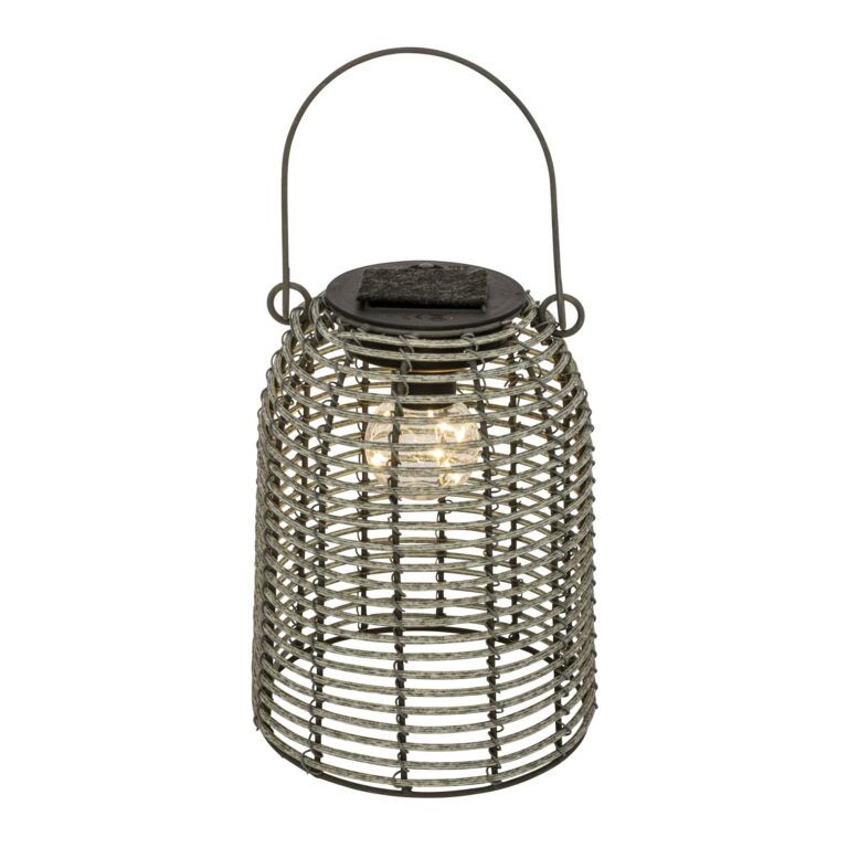 Solar Tischlaterne / Hängelaterne LED aus Kunststoff in braun-grau 20 cm