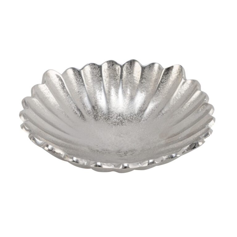 Schale aus Aluminium 24.5 cm in Form einer Blüte Silber