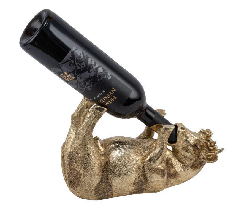 Flaschenhalter Kuh in Gold
