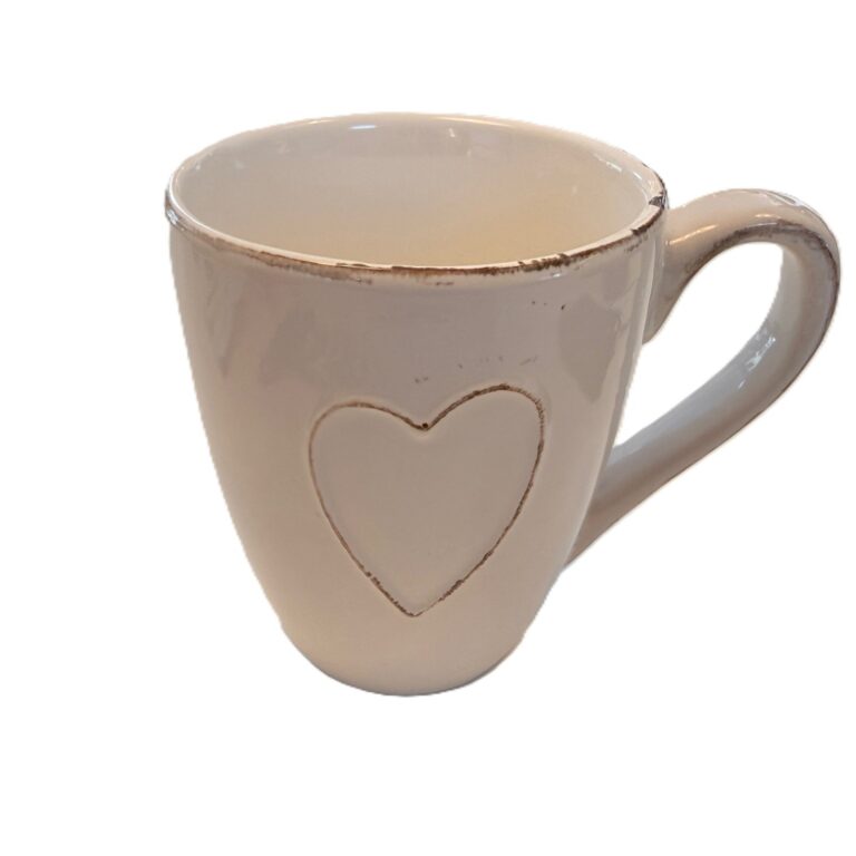 Tasse mit Herz aus Keramik (Stoneware) in Weiss