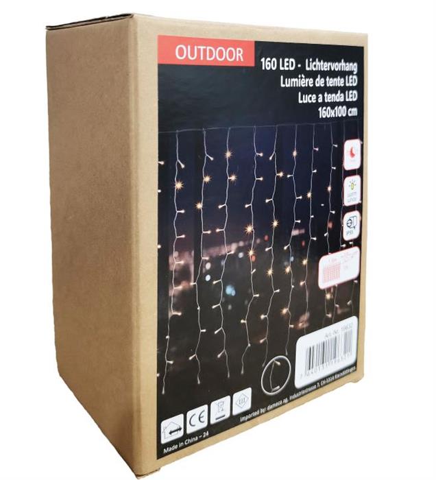 Lichtervorhang Outdoor mit 16 Strängen und 160 LED Lichten / 160 cm Lichtervorhang Outdoor mit 16 Strängen und 160 LED Lichten / 160 cm