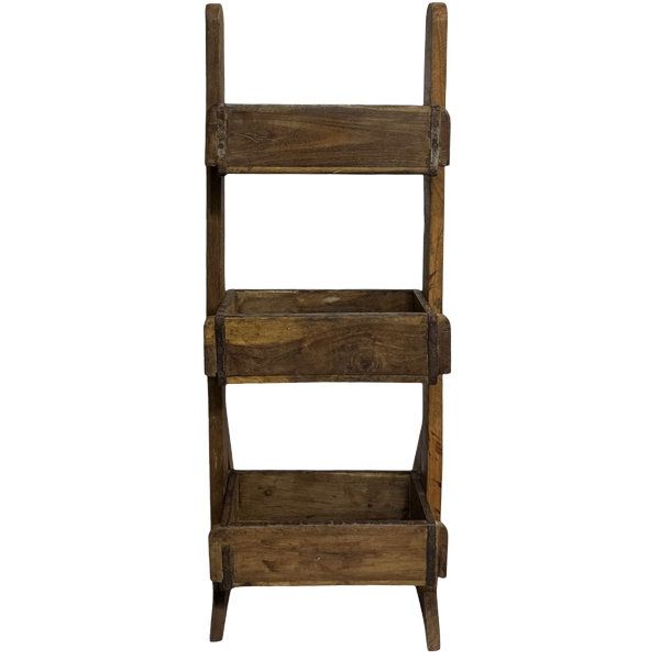 Regal Leiter mit 3 Kisten Antiquité aus Holz 90 cm Regal Leiter mit 3 Kisten Antiquité aus Holz 90 cm