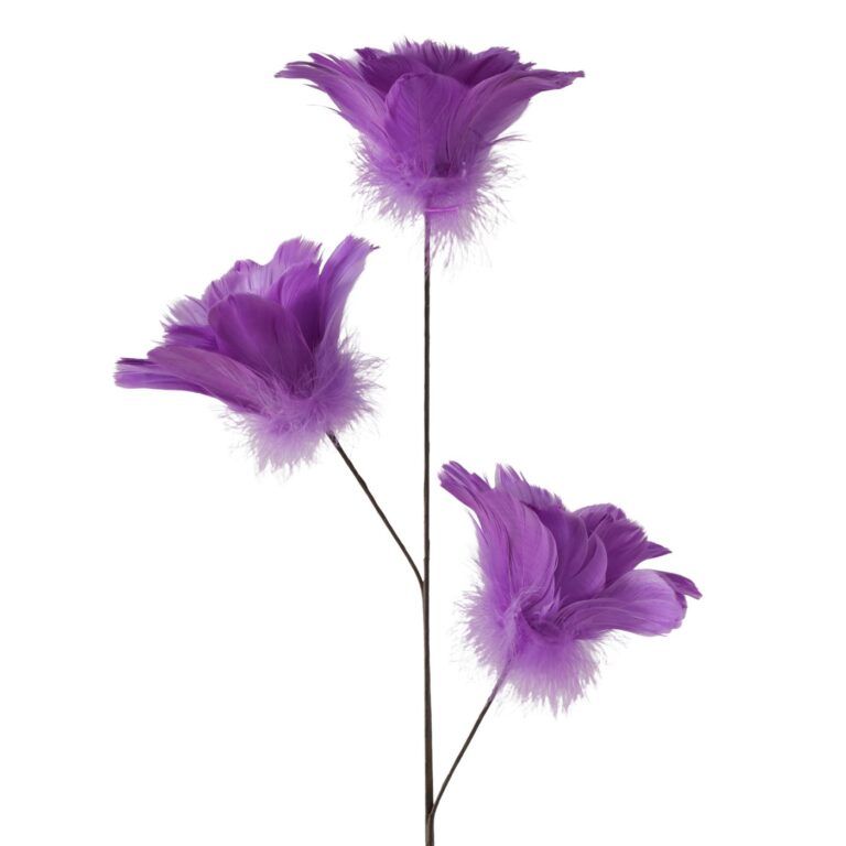Federstecker Blume mit 3 Köpfen in Lila 64 cm