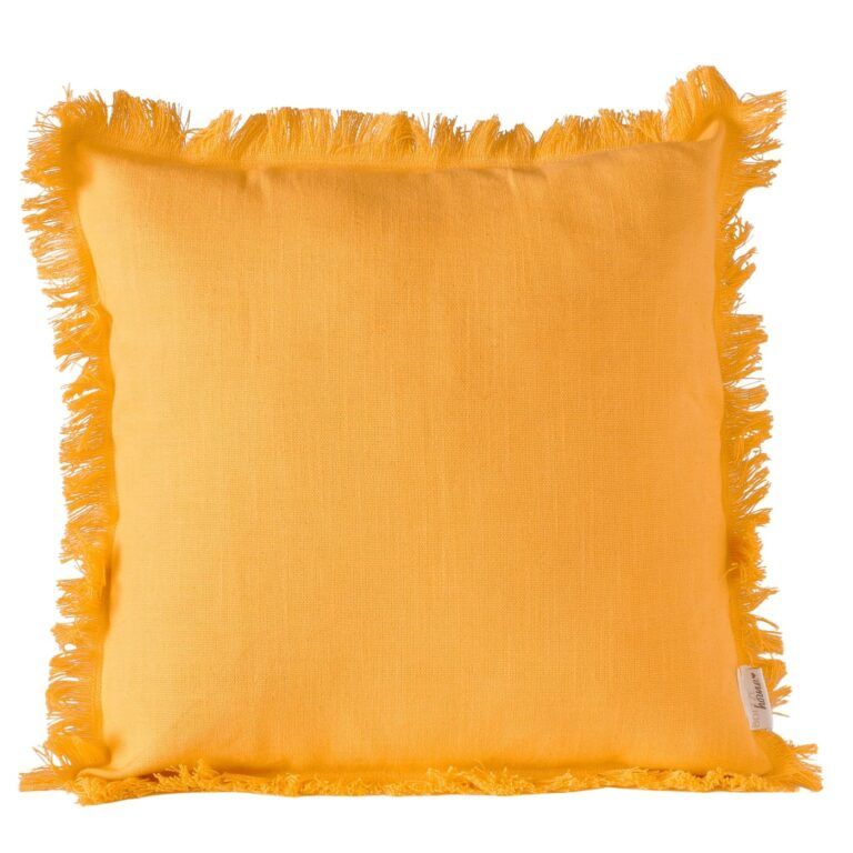 Kissen Lenea in Gelb aus Baumwolle mit Reissverschluss