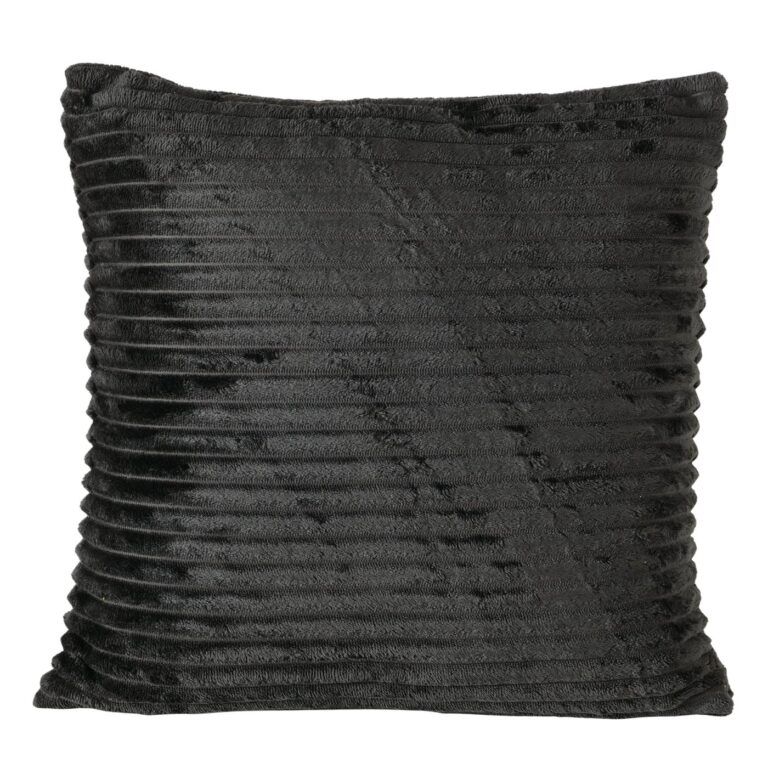 Kissen aus flauschigem Fell in Schwarz 45 cm