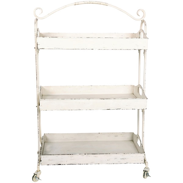 Etagere Rollwagen Metall weiss